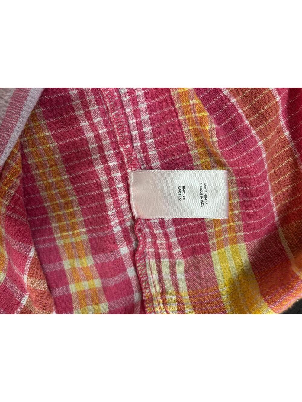 BeachLunchLounge S/P Boho Cottage core Coastal Plaid Top. - Picture 8 of 8